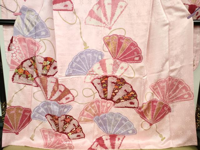 平和屋本店■極上　創業460年・千總　振袖　刺繍　絞り　檜扇花文　金銀彩　阪急百貨店扱い　逸品　DZAB1009kh5