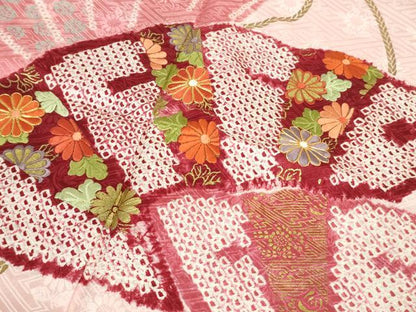 平和屋本店■極上　創業460年・千總　振袖　刺繍　絞り　檜扇花文　金銀彩　阪急百貨店扱い　逸品　DZAB1009kh5