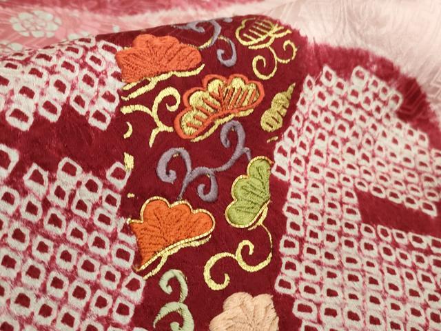 平和屋本店■極上　創業460年・千總　振袖　刺繍　絞り　檜扇花文　金銀彩　阪急百貨店扱い　逸品　DZAB1009kh5