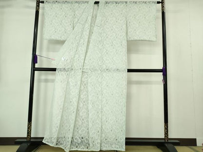 平和屋本店∴極上　夏物　浴衣・小紋兼用　レース　花唐草文　スカイグリーン色　逸品　新品　DZAB10134kh6