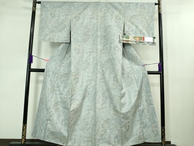 平和屋着物●極上 都喜ヱ門 本場大島紬 藤白泥 染織唐草花 藤絹織物謹製 やまと誂製 証紙付き 逸品 DZAB1018kh5