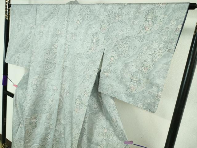 平和屋着物●極上 都喜ヱ門 本場大島紬 藤白泥 染織唐草花 藤絹織物謹製 やまと誂製 証紙付き 逸品 DZAB1018kh5