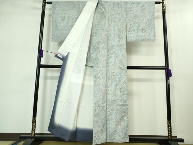 平和屋着物●極上 都喜ヱ門 本場大島紬 藤白泥 染織唐草花 藤絹織物謹製 やまと誂製 証紙付き 逸品 DZAB1018kh5