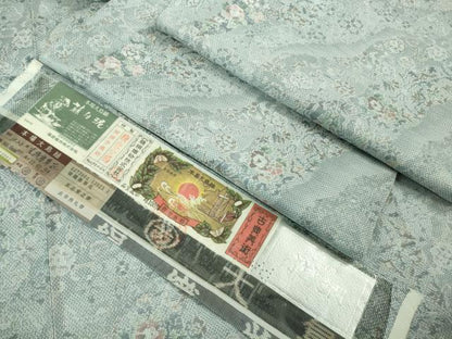 平和屋着物●極上 都喜ヱ門 本場大島紬 藤白泥 染織唐草花 藤絹織物謹製 やまと誂製 証紙付き 逸品 DZAB1018kh5