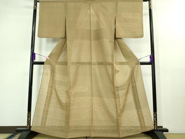 平和屋着物＊極上 夏物 本塩沢 夏塩沢 エ霞花文 香染色地 逸品 DZAB1026kh5
