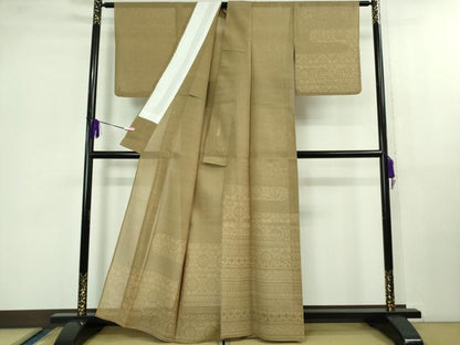 平和屋着物＊極上 夏物 本塩沢 夏塩沢 エ霞花文 香染色地 逸品 DZAB1026kh5