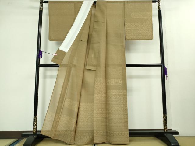 平和屋着物＊極上 夏物 本塩沢 夏塩沢 エ霞花文 香染色地 逸品 DZAB1026kh5