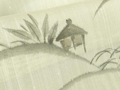 平和屋着物＊極上 夏物 民芸手織 生つむぎ 訪問着 手描き 風景文 象牙色地 証紙付き 逸品 DZAB1027kh5