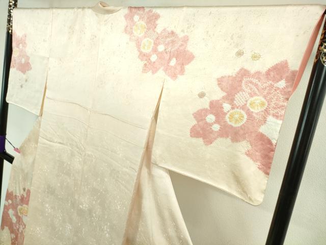 平和屋本店■極上　創業460年・千總　訪問着　草花文　桜色地　金彩　反端付き　逸品　DZAB1033kh5