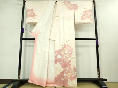 平和屋本店■極上　創業460年・千總　訪問着　草花文　桜色地　金彩　反端付き　逸品　DZAB1033kh5