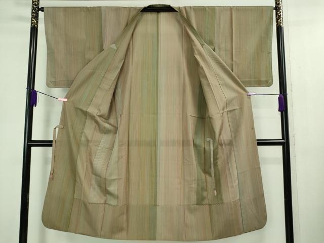 平和屋着物▽極上 道行コート スリーシーズン 春夏秋 塵除け 縞 逸品 未使用 DZAB1036kh5