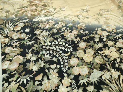 平和屋本店■極上　訪問着　駒刺繍　枝垂れ花文　砥粉色地　暈し染め　金彩　逸品　DZAB1038kh5