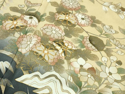 平和屋本店■極上　訪問着　駒刺繍　枝垂れ花文　砥粉色地　暈し染め　金彩　逸品　DZAB1038kh5