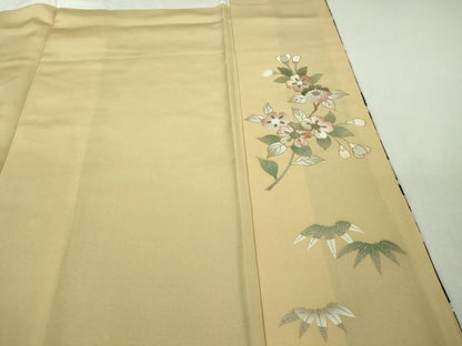 平和屋本店■極上　訪問着　駒刺繍　枝垂れ花文　砥粉色地　暈し染め　金彩　逸品　DZAB1038kh5