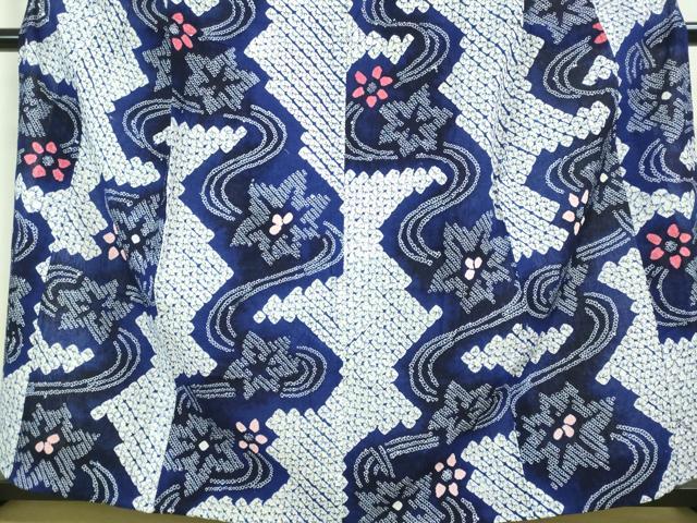 平和屋着物∴極上 夏物 浴衣 有松鳴海絞り 流水花文 綿 逸品 DZAB1051kh5