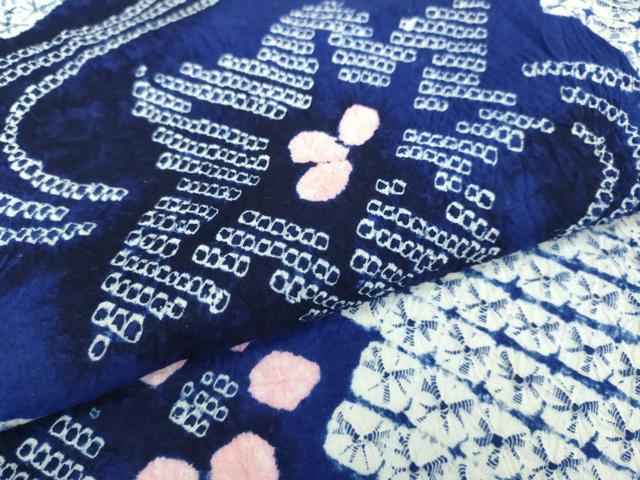 平和屋着物∴極上 夏物 浴衣 有松鳴海絞り 流水花文 綿 逸品 DZAB1051kh5