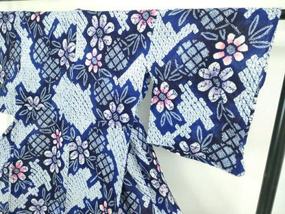 平和屋着物∴極上 夏物 浴衣 有松鳴海絞り 団扇 うちわ 草花文 綿 逸品 DZAB1052kh5