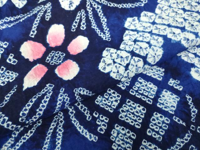 平和屋着物∴極上 夏物 浴衣 有松鳴海絞り 団扇 うちわ 草花文 綿 逸品 DZAB1052kh5