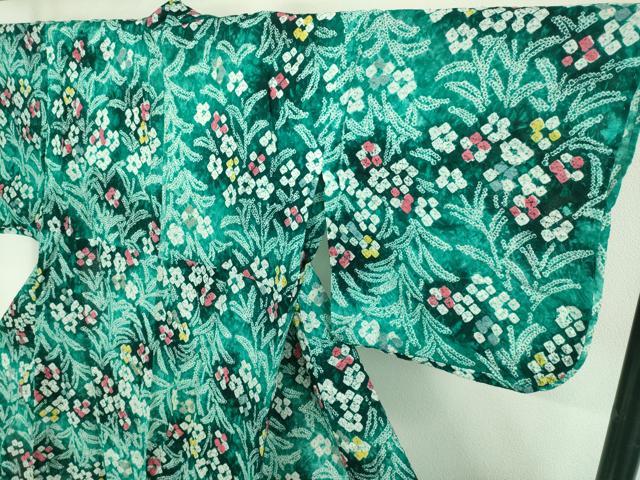 平和屋着物∴極上 夏物 浴衣 有松鳴海絞り 草花文 綿 逸品 DZAB1053kh5