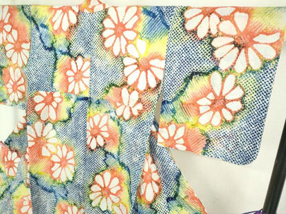 平和屋着物∴極上 夏物 浴衣 有松鳴海絞り 舞花文 綿 逸品 未使用 DZAB1054kh5