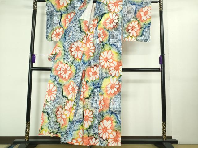 平和屋着物∴極上 夏物 浴衣 有松鳴海絞り 舞花文 綿 逸品 未使用 DZAB1054kh5