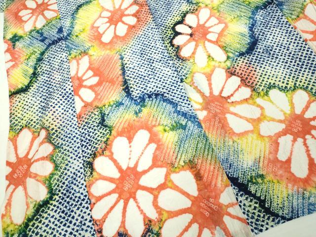 平和屋着物∴極上 夏物 浴衣 有松鳴海絞り 舞花文 綿 逸品 未使用 DZAB1054kh5