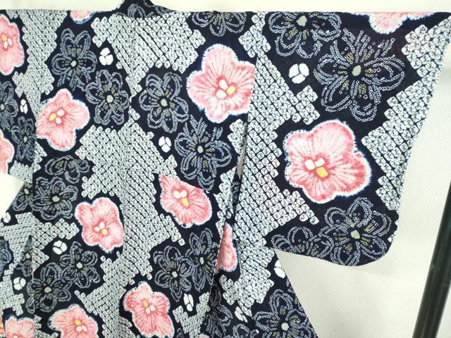 平和屋着物∴極上 夏物 浴衣 有松鳴海絞り 舞花文 綿 逸品 未使用 DZAB1055kh5