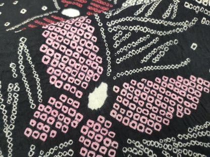 平和屋着物∴極上 夏物 浴衣 有松鳴海絞り 舞蝶文 黒地 綿 逸品 DZAB1056kh5