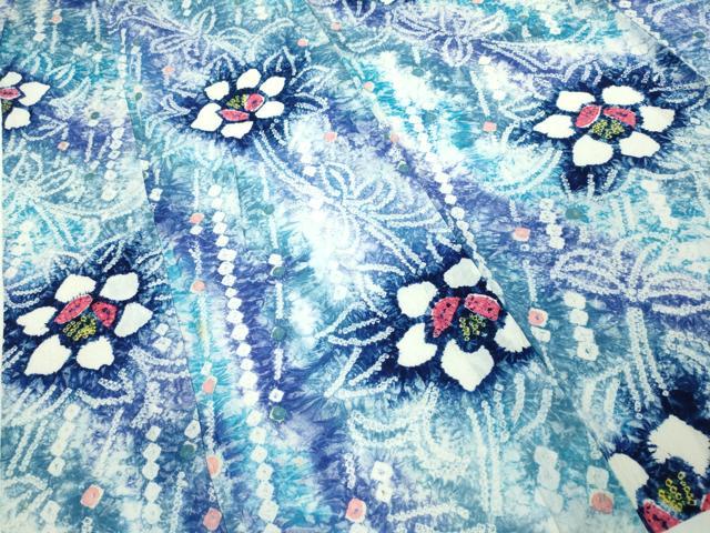 平和屋着物∴極上 夏物 浴衣 有松鳴海絞り 草花文 綿 逸品 DZAB1058kh5