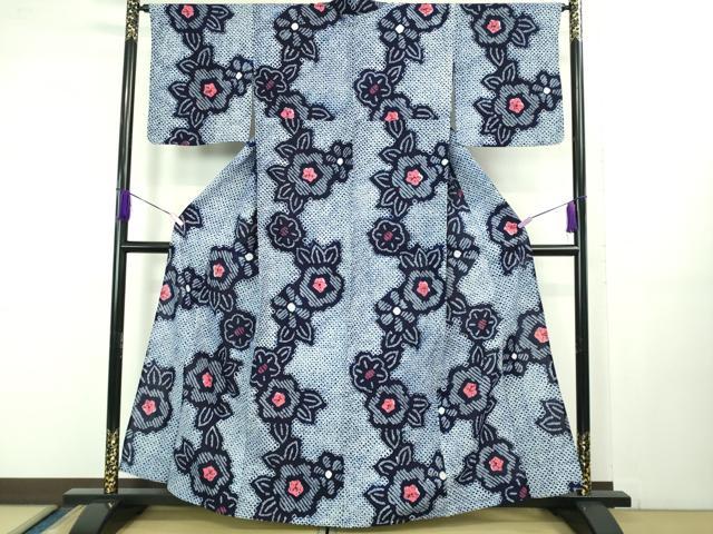 平和屋着物∴極上 夏物 浴衣 有松鳴海絞り 草花文 綿 逸品 DZAB1059kh5