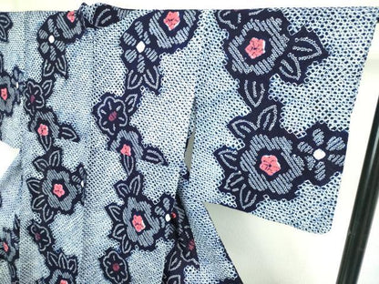 平和屋着物∴極上 夏物 浴衣 有松鳴海絞り 草花文 綿 逸品 DZAB1059kh5