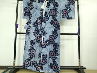 平和屋着物∴極上 夏物 浴衣 有松鳴海絞り 草花文 綿 逸品 DZAB1059kh5