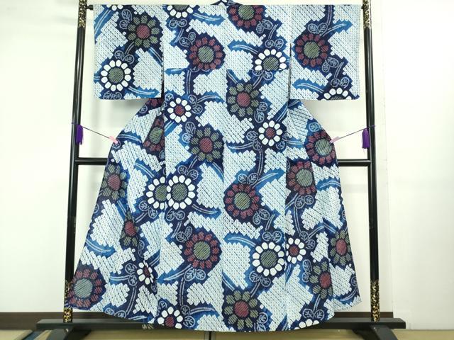 平和屋着物∴極上　夏物　浴衣　有松鳴海絞り　草花文　綿　逸品　未使用　DZAB1061kh5