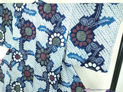 平和屋着物∴極上　夏物　浴衣　有松鳴海絞り　草花文　綿　逸品　未使用　DZAB1061kh5