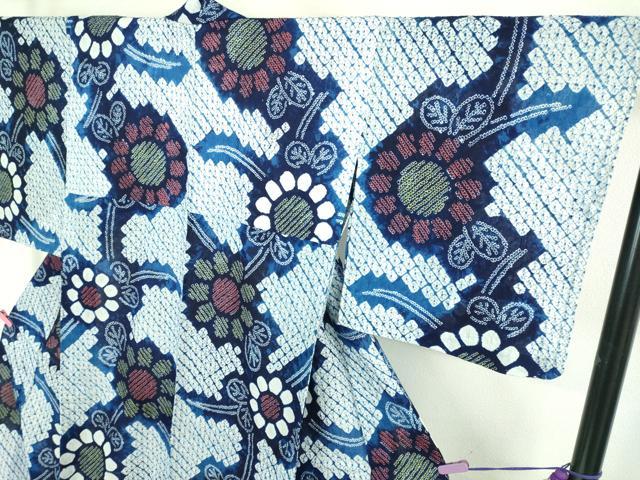 平和屋着物∴極上　夏物　浴衣　有松鳴海絞り　草花文　綿　逸品　未使用　DZAB1061kh5