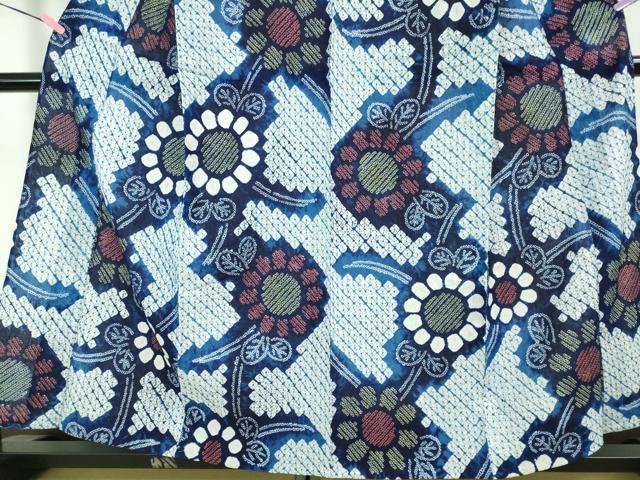 平和屋着物∴極上　夏物　浴衣　有松鳴海絞り　草花文　綿　逸品　未使用　DZAB1061kh5