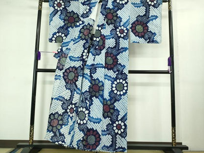 平和屋着物∴極上　夏物　浴衣　有松鳴海絞り　草花文　綿　逸品　未使用　DZAB1061kh5