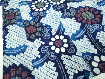 平和屋着物∴極上　夏物　浴衣　有松鳴海絞り　草花文　綿　逸品　未使用　DZAB1061kh5