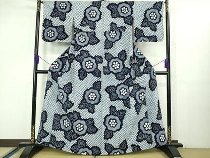 平和屋着物∴極上 夏物 浴衣 有松鳴海絞り 草花文 綿 逸品 DZAB1062kh5