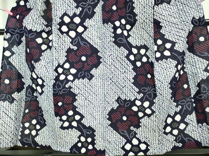 平和屋着物∴極上 夏物 浴衣 有松鳴海絞り 草花文 綿 ロング丈 逸品 DZAB1064kh5