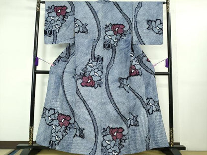 平和屋着物∴極上 夏物 浴衣 有松鳴海絞り 草花文 綿 逸品 未使用 DZAB1068kh5