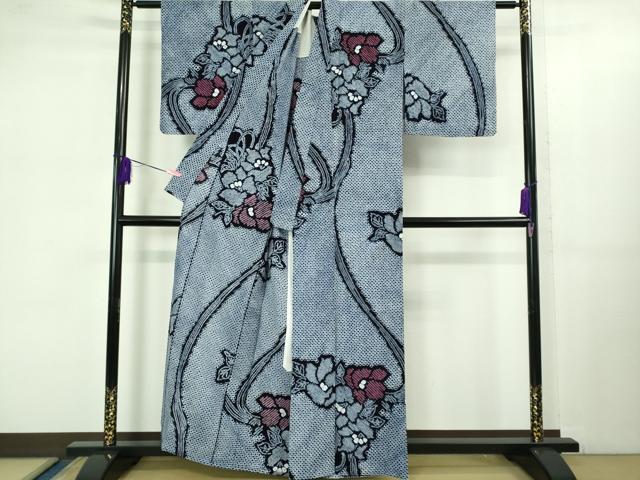 平和屋着物∴極上 夏物 浴衣 有松鳴海絞り 草花文 綿 逸品 未使用 DZAB1068kh5