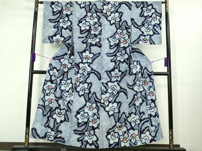 平和屋着物∴極上 夏物 浴衣 有松鳴海絞り 草花文 綿 逸品 未使用 DZAB1069kh5
