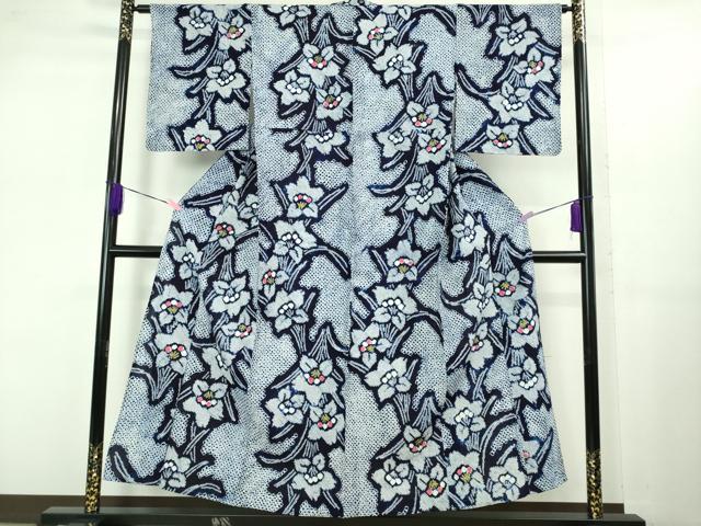 平和屋着物∴極上 夏物 浴衣 有松鳴海絞り 草花文 綿 逸品 未使用 DZAB1069kh5