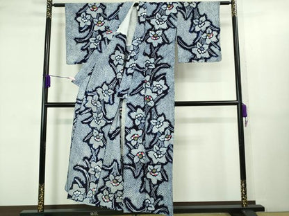 平和屋着物∴極上 夏物 浴衣 有松鳴海絞り 草花文 綿 逸品 未使用 DZAB1069kh5