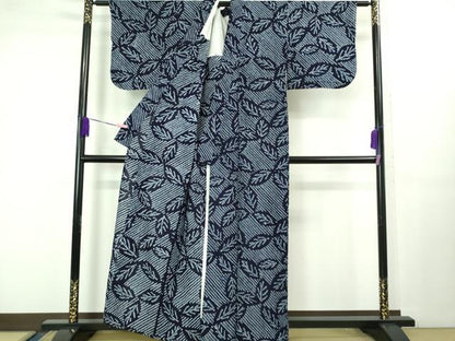 平和屋着物∴極上 夏物 浴衣 有松鳴海絞り 草葉文 綿 逸品 DZAB1070kh5