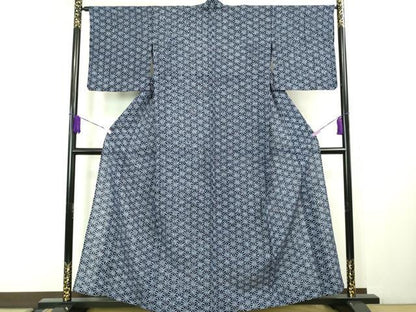 平和屋着物∴極上 夏物 浴衣 有松鳴海絞り 麻の葉文様 綿 逸品 DZAB1072kh5