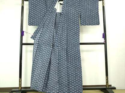 平和屋着物∴極上 夏物 浴衣 有松鳴海絞り 麻の葉文様 綿 逸品 DZAB1072kh5