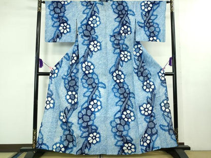 平和屋着物∴極上 夏物 浴衣 有松鳴海絞り 舞花文 綿 逸品 DZAB1073kh5