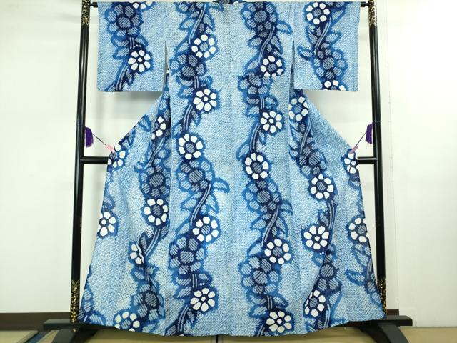 平和屋着物∴極上 夏物 浴衣 有松鳴海絞り 舞花文 綿 逸品 DZAB1073kh5